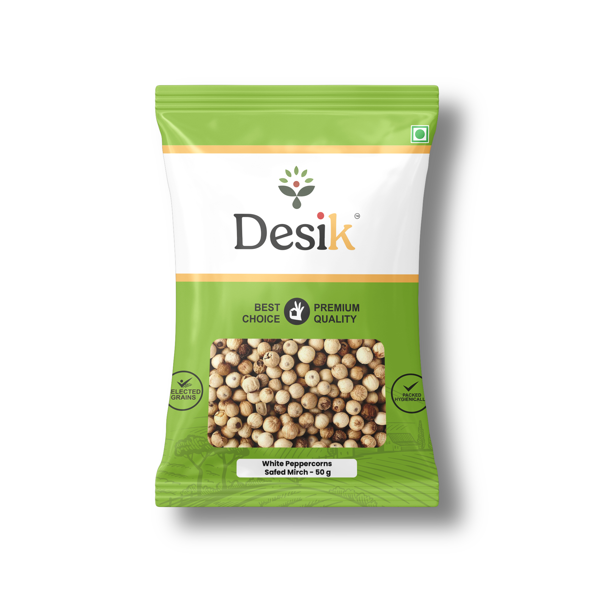 Desik White Peppercorns Safed Mirch - 50gm F